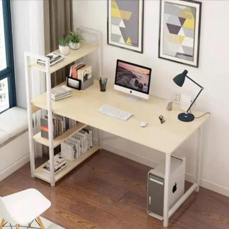 Imagem de Mesa computador notebook home office 3 prateleiras esrivaninha com estante estilo industrial estudo