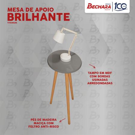 Imagem de Mesa de Apoio Brilhante Bechara Titanium 2076108 Pés de Madeira