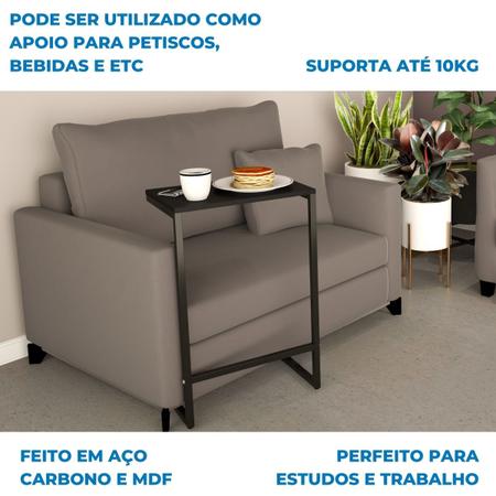 Imagem de Mesa De Apoio Lateral Retangular Dicarlo Para Sofá Cama Multiuso Segura Bebidas Alimentos Objetos