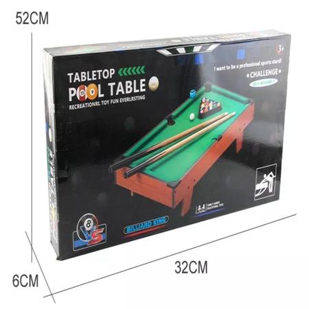 Mesa de bilhar sinuca infantil em madeira grande 52cm com pezinhos de chao  e mesa snooker crianças - MAKEDA - Sinuca / Bilhar Infantil - Magazine Luiza