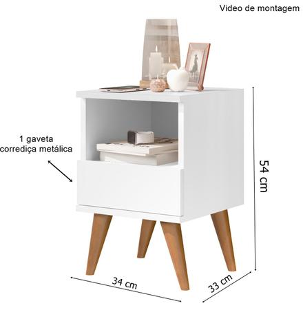 Imagem de Mesa de Cabeceira 1 gaveta Pés Palito Gênova Branco - Comprar Moveis em Casa