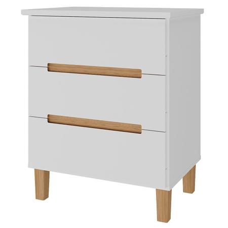 Mesa de Cabeceira 3 Gavetas Branco/Olmo Italiano - Manbel Imagem de Mesa de Cabeceira 3 Gavetas Branco/Olmo Italiano - Manbel