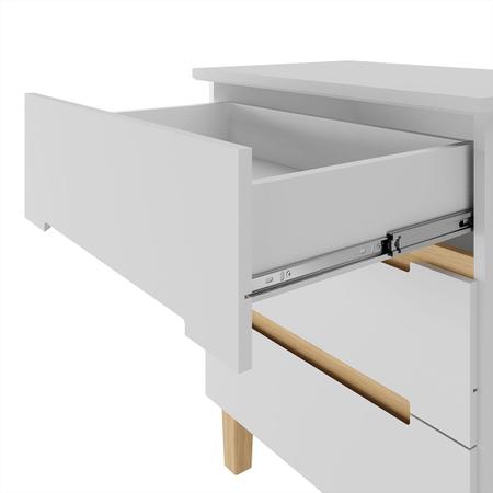 Mesa de Cabeceira 3 Gavetas Branco/Olmo Italiano - Manbel Imagem de Mesa de Cabeceira 3 Gavetas Branco/Olmo Italiano - Manbel