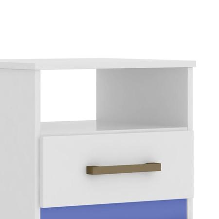 Imagem de Mesa de Cabeceira Apolo Color Flex com 2 Gavetas Branco/Azul - PR Móveis