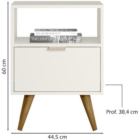 Imagem de Mesa De Cabeceira Com 1 Gaveta 14050 Off White Cristal Dmad