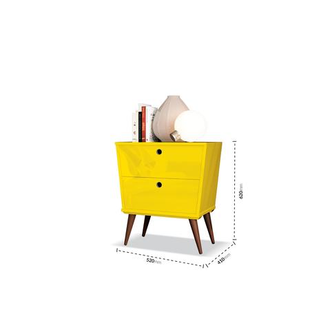 Imagem de Mesa de cabeceira Dream com 2 gavetas e pés de madeira maciça 62x52x41cm - Edn
