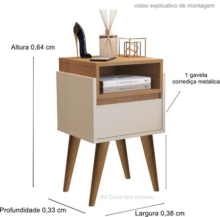 Imagem de Mesa de Cabeceira Pés Palito 1 gaveta Eloah Cores - JM Cazza dos Moveis