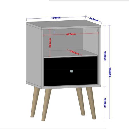 Imagem de mesa de cabeceira Retro Off White Pé Palito Com Gaveta Para Quarto