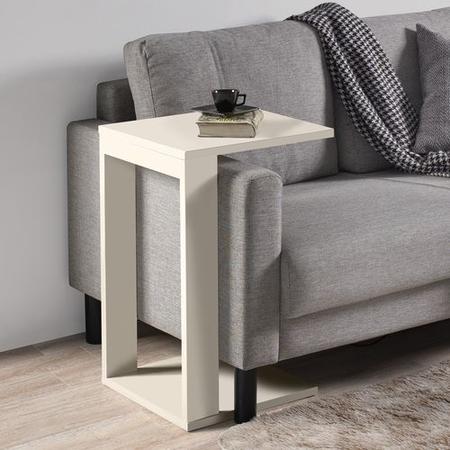 Imagem de Mesa de Canto Lateral MDF Branco Para Quarto Moveis Colomi