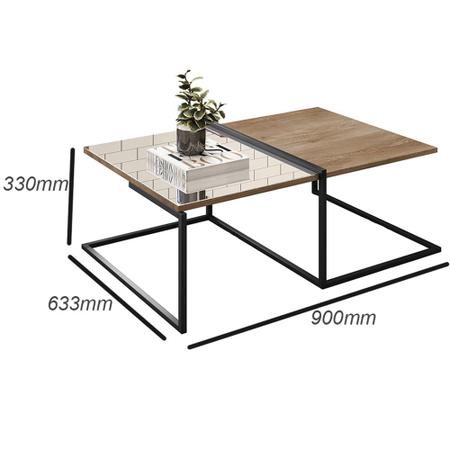 Imagem de Mesa de Centro Espelhada com Adega e Prateleira Multiuso Industrial D01 Design Demolição -Lyam Decor