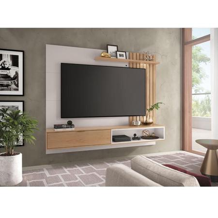 Imagem de Mesa de Centro Jeri com Painel Suspenso para Tv Tocantins 1.6 Off White Freijó  Colibri