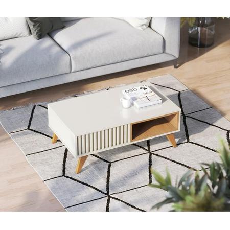 Imagem de Mesa de Centro Jeri com Painel Suspenso para Tv Tocantins 1.8 Off White Freijó  Colibri