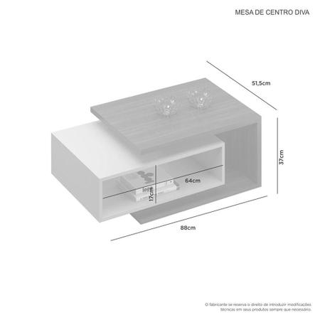 Imagem de Mesa De Centro P/ Sala De Estar Com 1 Nicho Diva Jcm Movelaria Cinamomo/Off