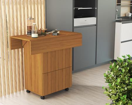 Imagem de Mesa de Cozinha Multifuncional 4 Bancos Dobrável Cor: Nature