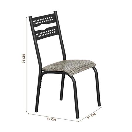 Imagem de Mesa De Cozinha Quadrada Com 4 Cadeiras Aço 68cm Preto Carvalho Mordred Shop Jm