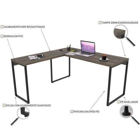 Imagem de Mesa de Escritório em L Estilo Industrial 1,50Mx1,50M Kuadra Compace