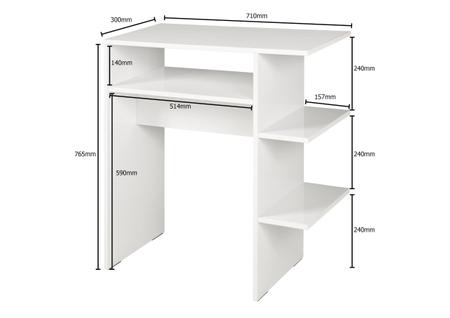 Imagem de Mesa De Estudo Branca Com Prateleira Lateral Para Livros