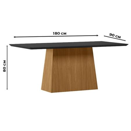 Imagem de Mesa de Jantar 180 cm Barbara com Vidro Ype Preto  New Ceval