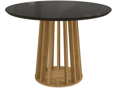 Conjunto Mesa de Jantar Redonda 105cm Lavanda com 4 Cadeiras Kappesberg -  Freijó/Linho Cinza