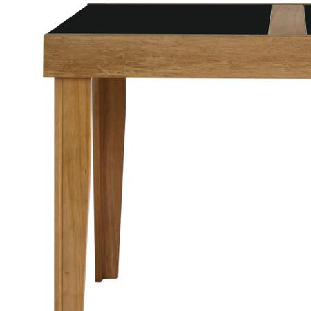 Imagem de Mesa de Jantar 4 e 6 Lugares Elástica Extensível com Tampo de Vidro Estelita Cor Amêndoa e Tampo Preto