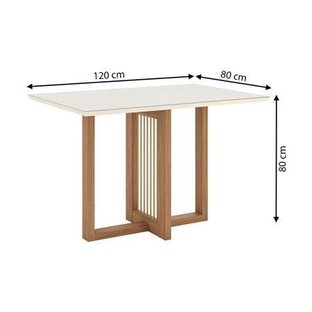 Imagem de Mesa de Jantar 4 Lugares Natalí Milla com Vidro  Nature/Off White/Caramelo - Henn