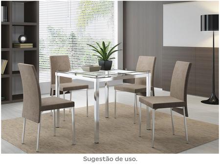 Imagem de Mesa de Jantar 4 Lugares Quadrada Tampo de Vidro