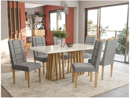 Imagem de Mesa de Jantar 6 Cadeiras Retangular Cinza