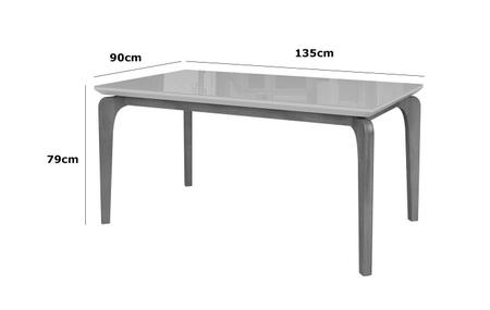 Imagem de Mesa de Jantar 6 lugares 135cm Moderna Tampo com Vidro Base Madeira Maciça Cirrus - Off White/Imbuia