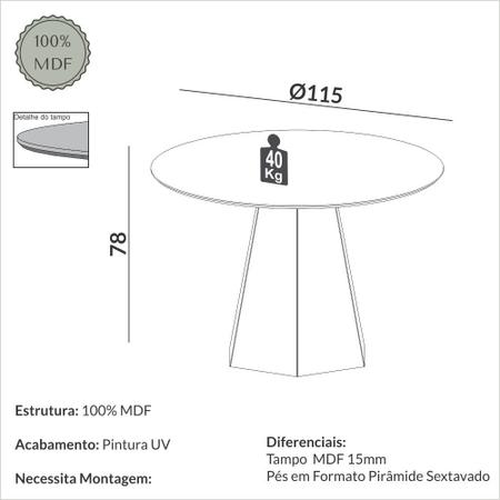 Imagem de Mesa de Jantar 6 Lugares com Pé Hexagonal Freijó