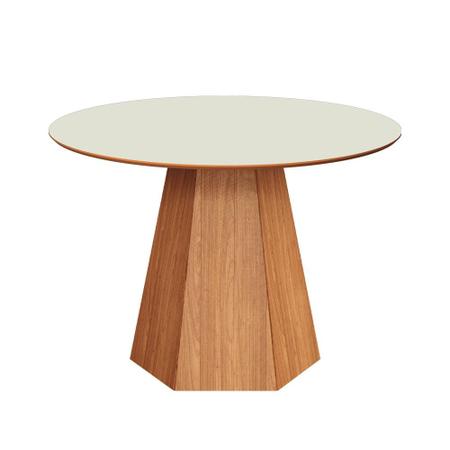 Imagem de Mesa de Jantar 6 Lugares com Pé Hexagonal Off White/ Freijó