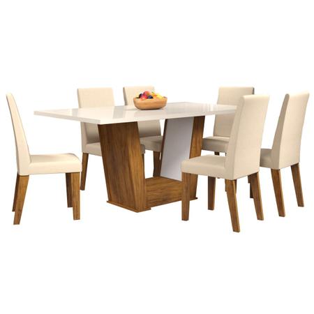 Imagem de Mesa de Jantar 6 Lugares Floripa Seda/Blonde/Nude - Viero Móveis