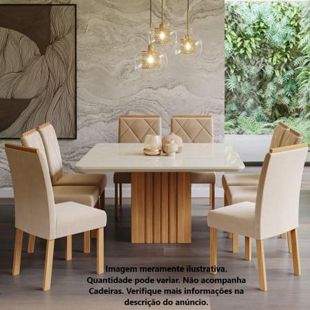 Imagem de Mesa de Jantar Ana Quadrada 1 Tampo em MDF e Vidro 130cm 1 Base Cozinha Moderna Marrom Off White