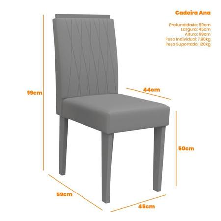 Imagem de Mesa de Jantar Anitta 135x90 com 4 Cadeiras Ana Imbuia/Off White/Azul - PR Móveis