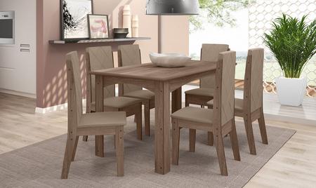 Imagem de Mesa de Jantar Austria 1,56 com 6 Cadeiras Celta Moveis