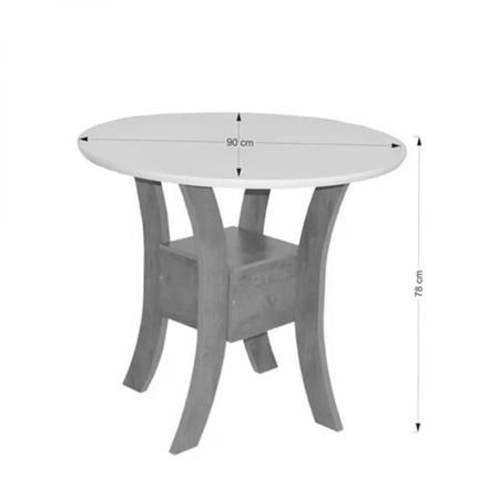 Imagem de Mesa de jantar Ayla com tampo redondo de 90cm com 4 cadeiras de encosto e assento estofado - São Carlos