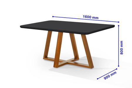 Imagem de Mesa de Jantar Bela Retangular Pés Madeira Maciça 160 cm