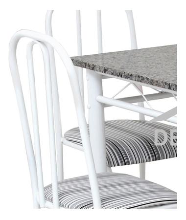 Imagem de Mesa De Jantar C/ 4 Cadeiras Granito Madri 1.00m Aço Branca