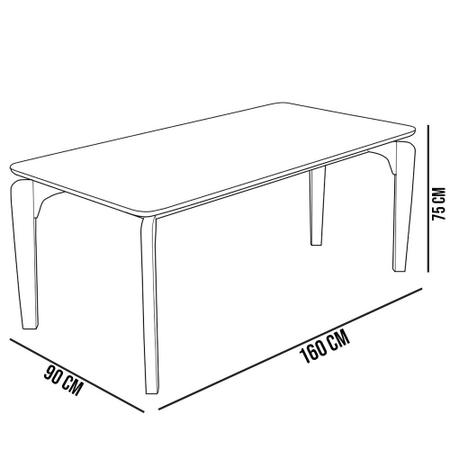 Imagem de Mesa De Jantar Capri 160 Off White 6 Cadeiras Allana B05 Faixa Corano Preto Linho Rosê - Lyam Decor