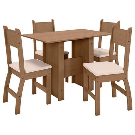 Imagem de Mesa de Jantar com 4 Cadeiras Milano Carvalho Savana - Poliman