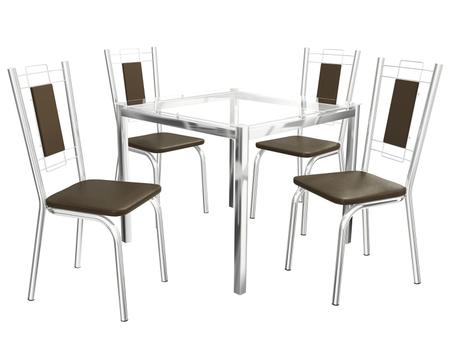 Imagem de Mesa de Jantar com 4 Cadeiras Quadrada