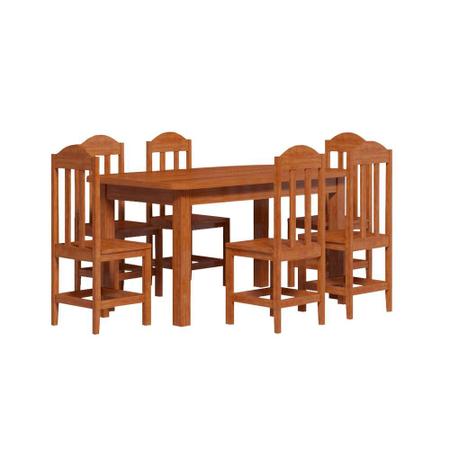 Imagem de Mesa De Jantar Com 6 Cadeiras Madeira Maciça 160 x 88 Mel Safira Nemargi
