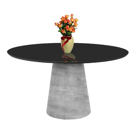 Imagem de Mesa De Jantar Cone Cimento Rustico Com Tampo Coverglass