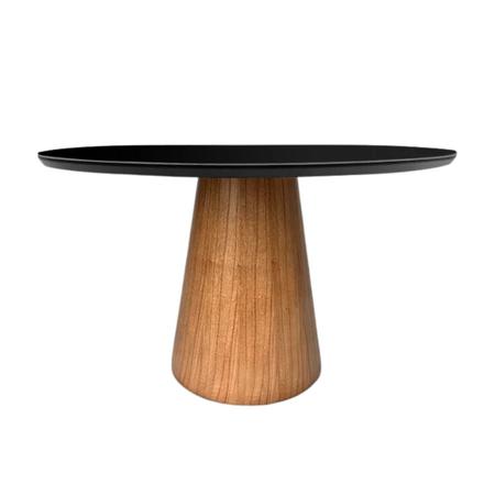 Imagem de Mesa de Jantar Cone Redonda 80 cm Base Madeira Freijó Tampo Laqueado