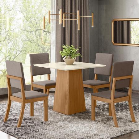 Imagem de Mesa de Jantar Dora Tampo de MDF com 4 Cadeiras Milla - Móveis Henn