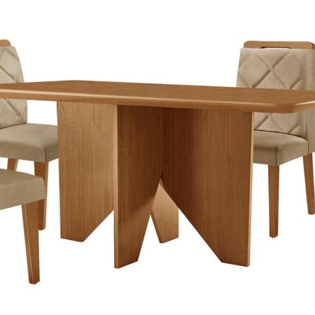 Imagem de Mesa de Jantar Evora 120cm MDF Canto copo e com 4 Cadeiras Melissa