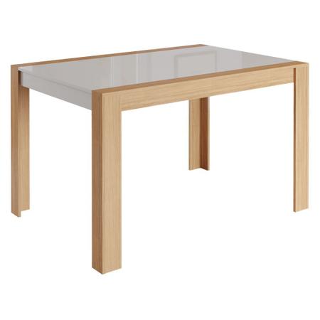 Imagem de Mesa de Jantar Grace em MDF Retangular 1 Tampo 4 Pés 130 cm Cozinha Moderna Marrom Off White