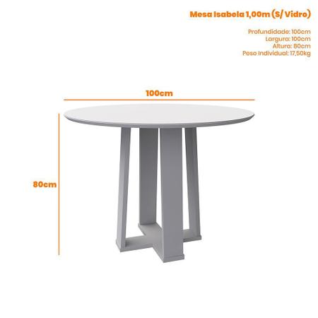 Imagem de Mesa de Jantar Isabela 100x100 Tampo em MDF com 4 Cadeiras Carol - New Ceval