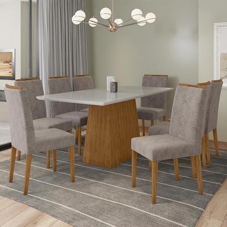 Conjunto Mesa de Jantar com 08 Cadeiras Zaki e Mesa Jasmin Retangular 2.40  x 1.10