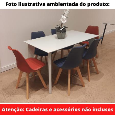 Mesa de Jantar Lisboa Univ Retangular 180 cm Tampo de Madeira Vidro Colado Laca Off White Brilhante - Todos Móveis Imagem de Mesa de Jantar Lisboa Univ Retangular 180 cm Tampo de Madeira Vidro Colado Laca Off White Brilhante
