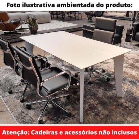 Mesa de Jantar Lisboa Univ Retangular 180 cm Tampo de Madeira Vidro Colado Laca Off White Brilhante - Todos Móveis Imagem de Mesa de Jantar Lisboa Univ Retangular 180 cm Tampo de Madeira Vidro Colado Laca Off White Brilhante